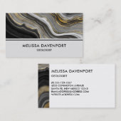 金ゴールド&グレイモダンアゲートジェードジェムストーン 名刺 (正面/裏面)