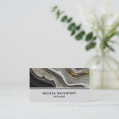 金ゴールド&グレイモダンアゲートジェードジェムストーン 名刺 (スタンド正面)