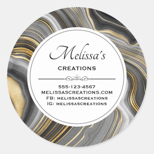 金ゴールド&グレイモダンアゲートジェームストーンビジネス ラウンドシール (正面)