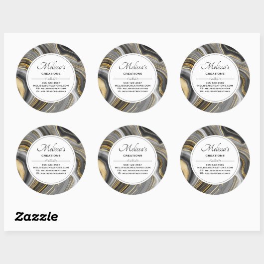 金ゴールド&グレイモダンアゲートジェームストーンビジネス ラウンドシール (シート)