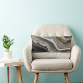 金ゴールド&グレイモダンアゲートジェームストーン抽象芸術 ランバークッション (椅子)