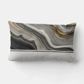 金ゴールド&グレイモダンアゲートジェームストーン抽象芸術 ランバークッション (裏面)