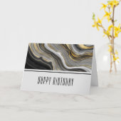 金ゴールド&グレイモダンアゲートジェームストーン誕生日 カード (黄色い花)