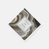 金ゴールド&グレイモダンアゲートジェームストーン誕生日 スタンダードカクテルナプキン (角)