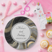 金ゴールド&グレイモダンアゲートジェームストーン誕生日 ペーパープレート (パーティー)