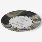 金ゴールド&グレイモダンアゲートジェームストーン誕生日 ペーパープレート (アングル)