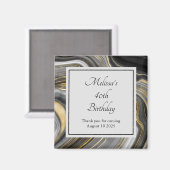 金ゴールド&グレイモダンアゲートジオードミネラル誕生日 マグネット (正面/裏面)