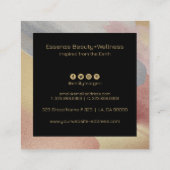 金ゴールド、グレーおよびバラ-金ゴールドブラシストローク スクエア名刺 (裏面)