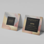 金ゴールド、グレーおよびバラ-金ゴールドブラシストローク スクエア名刺