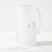 金ゴールド&グレーモノグラム結婚ズ フロストグラスビールジョッキ (正面右)