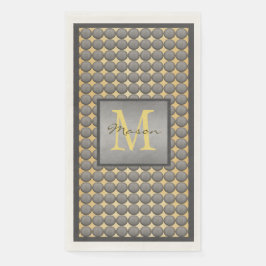 金ゴールド&グレー水玉模様パターンモノグラム