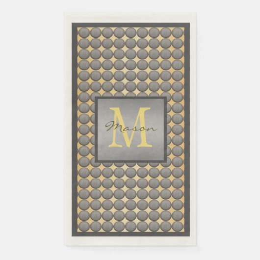 金ゴールド&グレー水玉模様パターンモノグラム (正面)