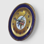 金ゴールド、コバルトブルー及びフローラアンティークプレート ラージ壁時計 (傾斜)