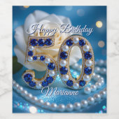 金ゴールド・サファイアジェムストーン50誕生日 ワインラベル (シングルラベル)