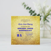 金ゴールド&サファイアブルースパークリスウィート16招待状 招待状 (スタンド正面)