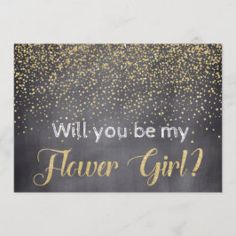 金ゴールド&シャルボード私の花の女の子？ 招待状