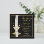 金ゴールド·シャンパンオン·ブラック·ニューイヤー·パーティー 招待状 (スタンド正面)