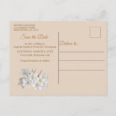 金ゴールド・シルク・アンド・アイボリー・パールズ・セーブ・ザ・デート 案内ポストカード (裏面)