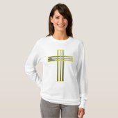 金ゴールド、シルバーおよびホワイトレイヤードクロス Tシャツ (正面フル)