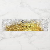 金ゴールド&シルバーきらめくグリッタースウィート16 ペットボトルラベル (シングルラベル)