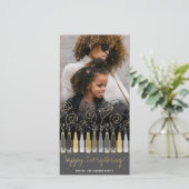 金ゴールド&シルバーのバブモダンリーボトルの新年の写真 シーズンカード (スタンド正面)