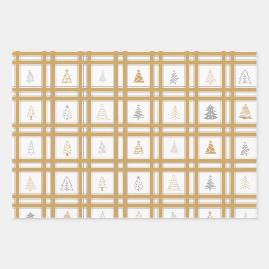 金ゴールド&シルバークリスマスツリーラッピング紙シート ラッピングペーパーシート (正面3)