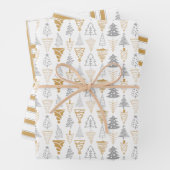 金ゴールド&シルバークリスマスツリーラッピング紙シート ラッピングペーパーシート (インサイチュ)