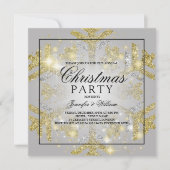 金ゴールド&シルバーグリッタークリスマスホリデーパーティー 招待状 (正面)