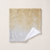 金ゴールド&シルバーグリッターグラデーションラグジュアリーデザイン バスタオルセット (ウォッシュタオル)