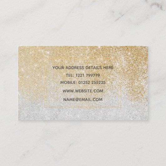 金ゴールド&シルバーグリッターグラデーションラグジュアリーデザイン 名刺 (裏面)