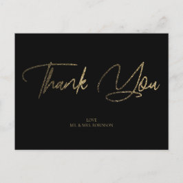 金ゴールド&シルバーグリッターシックブラックサンキューユーカスタム ポストカード