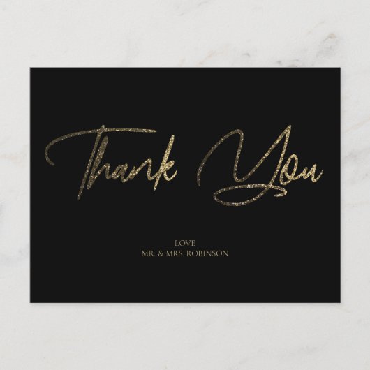 金ゴールド&シルバーグリッターシックブラックサンキューユーカスタム ポストカード (正面)