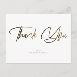 金ゴールド&シルバーグリッターシックブラックサンキューユーカスタム ポストカード