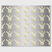 金ゴールド&シルバーサンタクロースのクリスマスパターン ラッピングペーパー (フラット)