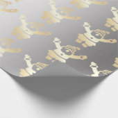 金ゴールド&シルバーサンタクロースのクリスマスパターン ラッピングペーパー (角)