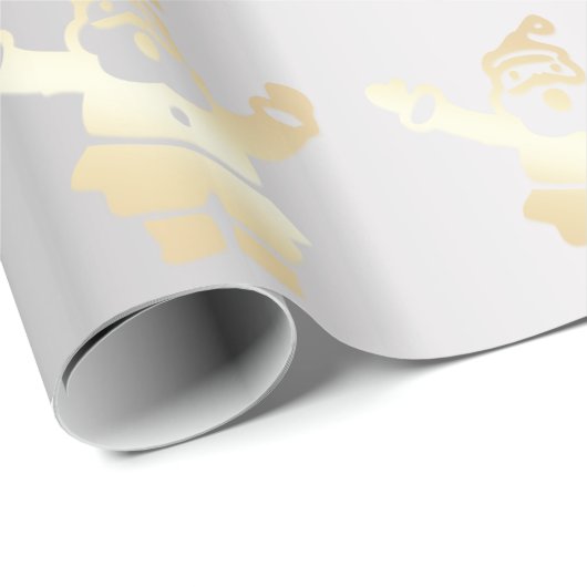 金ゴールド&シルバーサンタクロースクリスマスパターン ラッピングペーパー (ロールコーナー)