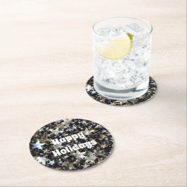 金ゴールド&シルバースターズオンブラックホリディーズ ラウンドペーパーコースター