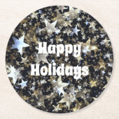 金ゴールド&シルバースターズオンブラックホリディーズ ラウンドペーパーコースター (正面)