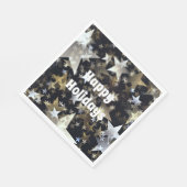 金ゴールド&シルバースターズオンブラックホリデイ標準ナプキンズ スタンダードランチョンナプキン (角)