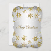 金ゴールド&シルバースノーフレーククリスマスホリデーパーティー 招待状 (裏面)
