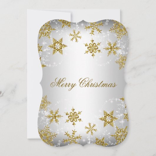 金ゴールド&シルバースノーフレーククリスマスホリデーパーティー 招待状 (裏面)