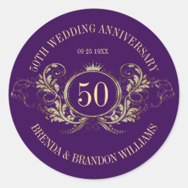 金ゴールド&シルバーフレームとクラウンスクエアステッカー ラウンドシール