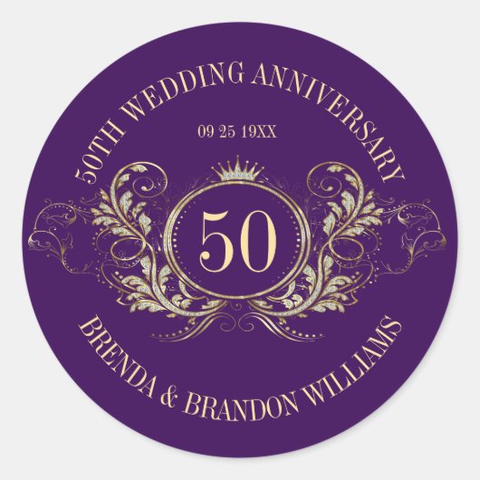 金ゴールド&シルバーフレームとクラウンスクエアステッカー ラウンドシール (正面)