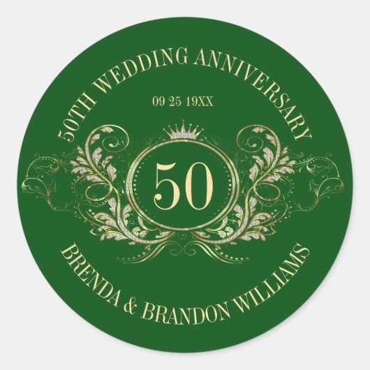 金ゴールド&シルバーフレームとクラウンスクエアステッカー ラウンドシール (正面)