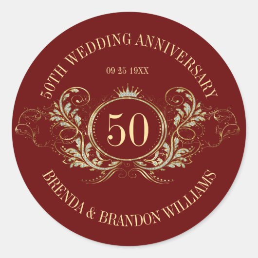 金ゴールド&シルバーフレームとクラウンスクエアステッカー ラウンドシール (正面)