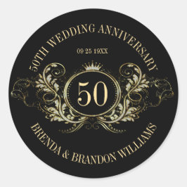 金ゴールド&シルバーフレームとクラウンスクエアステッカー ラウンドシール