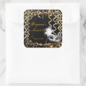 金ゴールド&シルバーマスカレードマスク誕生日パーティー スクエアシール (バッグ)