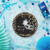 金ゴールド&シルバーマスカレードマスク誕生日パーティー ペーパープレート (パーティー)