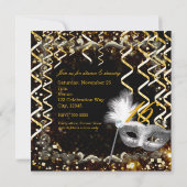 金ゴールド&シルバーマスカレードマスク誕生日パーティー 招待状 (裏面)