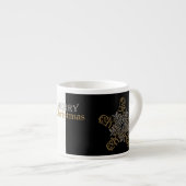 金ゴールド&シルバーメリークリスマススターブラック&ホワイト エスプレッソカップ (正面右)